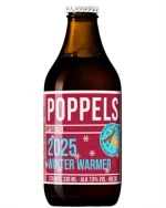 Flaske Poppels Winter Warmer juleøl med rødt etiket